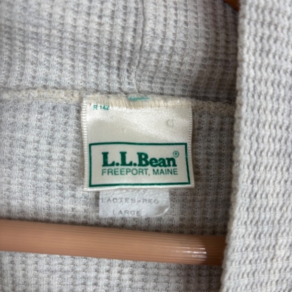 VTG LL Bean Waffle Turtleneck L USA Fisherman Minimalist Oatmeal Sweatshirt - Picture 4 of 9